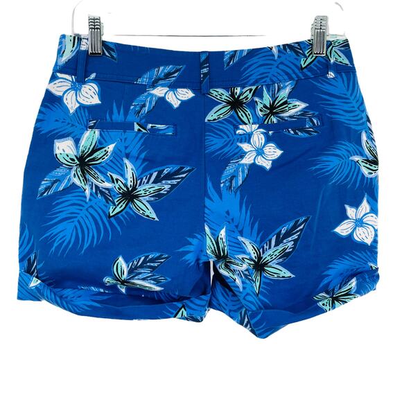 APT 9 Torie Blue White Green Floral Cotton Pockets Cuffed Mid-rise Shorts 4 - Picture 3 of 13